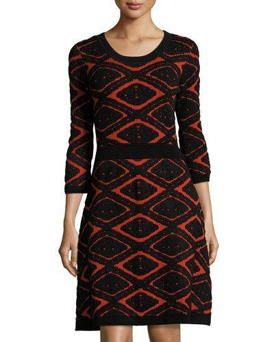Geometric Jacquard 3/4-sleeve
