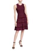 Sleeveless Fringe-trim Fit-&-flow Dress