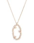 14k Rose Gold Sapphire Starburst Mini Oval Pendant Necklace