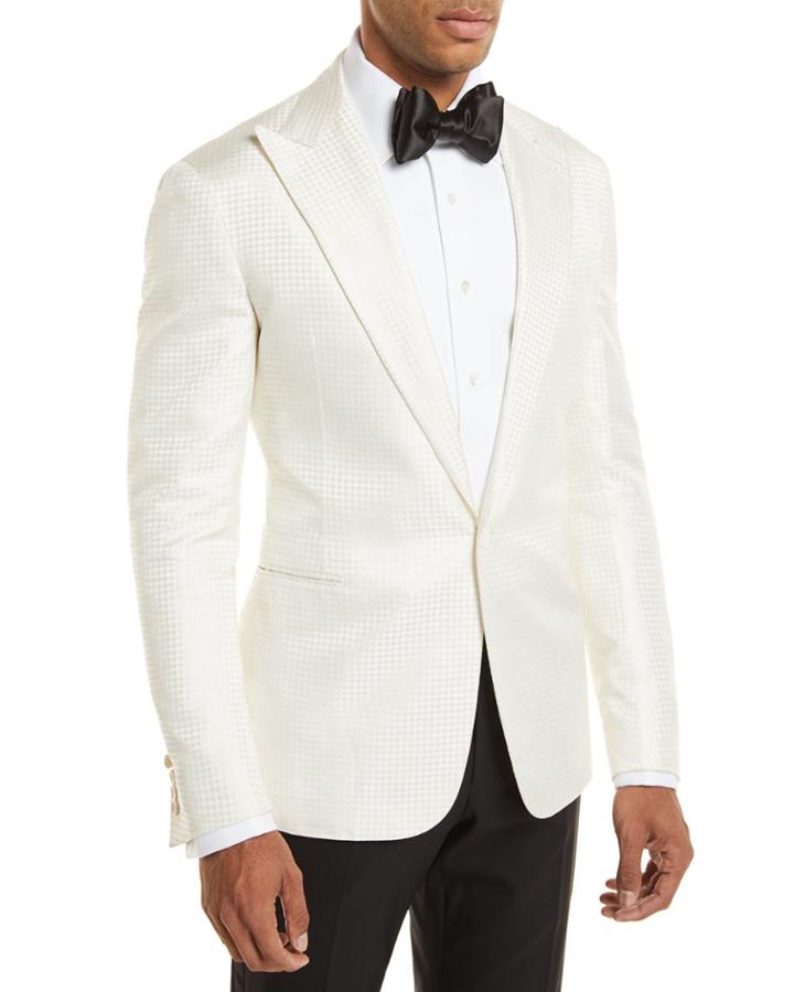 Tonal Houndstooth One-button Dinner Jacket