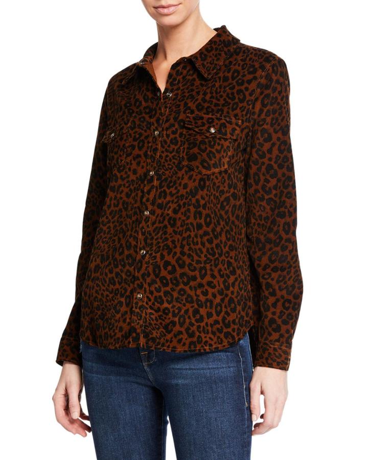 Work Leopard-print Button-front