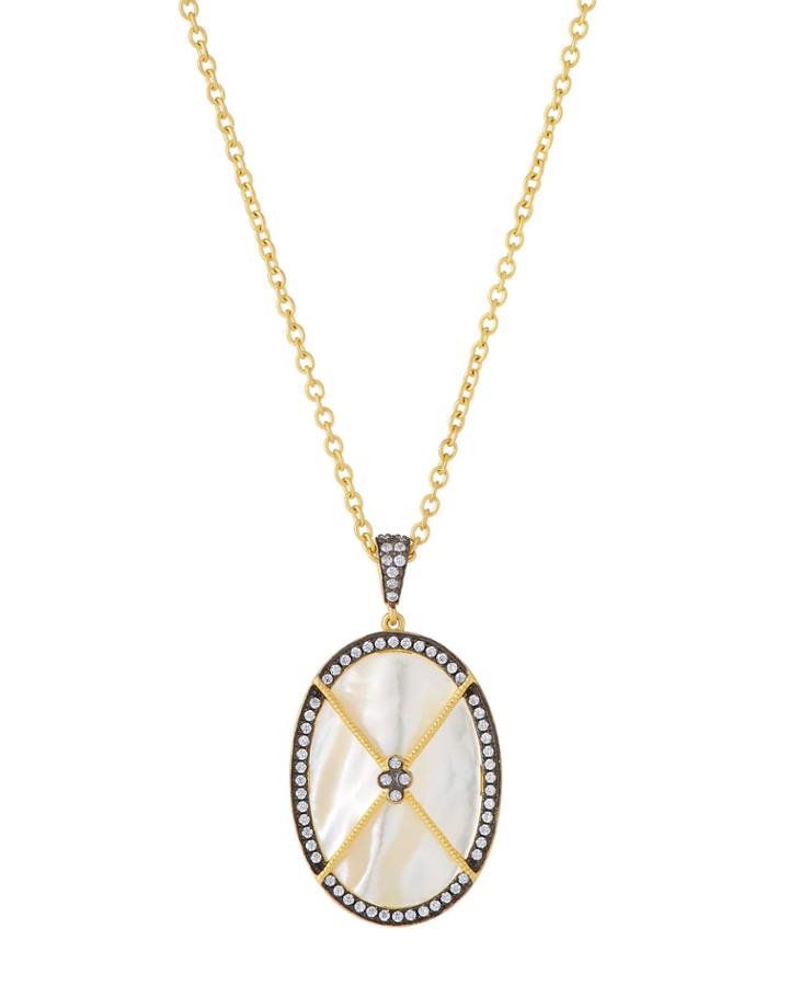 Imperial Mother-of-pearl Oval Pendant Necklace