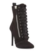 Nylon Lace-up Stiletto Booties
