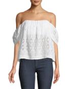 Life's A Beach Off-the-shoulder Eyelet Blouse