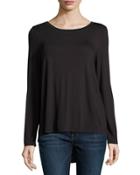 Boat-neck Pleated-back Tee, Black