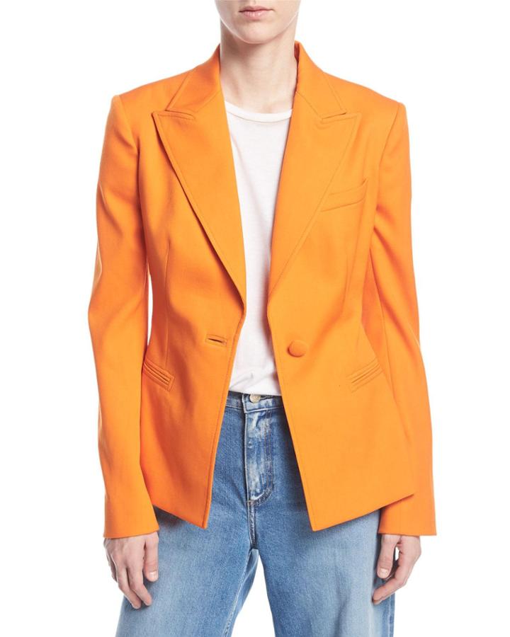 One-button Stretch-wool Gabardine Jacket