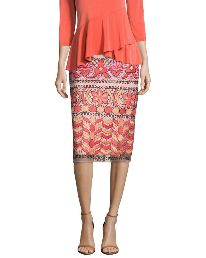 Embroidered Midi Pencil