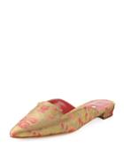 Ruby Brocade Point-toe Flat Mule