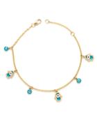 14k Yellow Gold Hamsa Charm Bracelet With Diamonds & Enamel