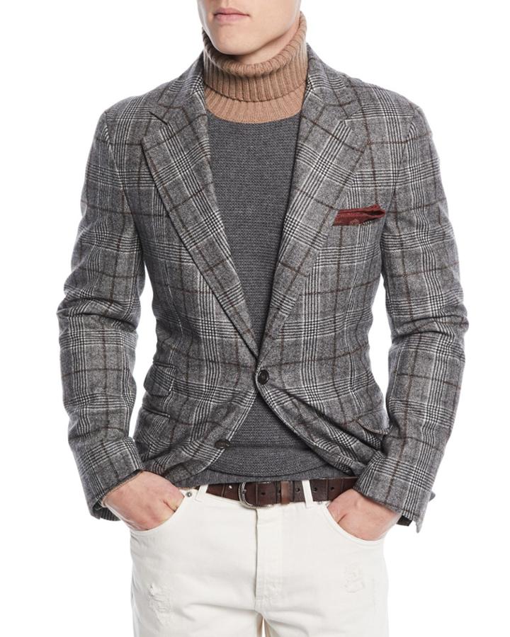 Men's Prince Of Wales Overcheck Wool Jacket