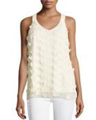 Sleeveless Floral Applique Top, Ivory