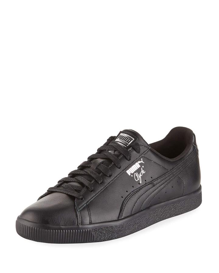 Men's Clyde Premium Core Leather Sneakers, Black