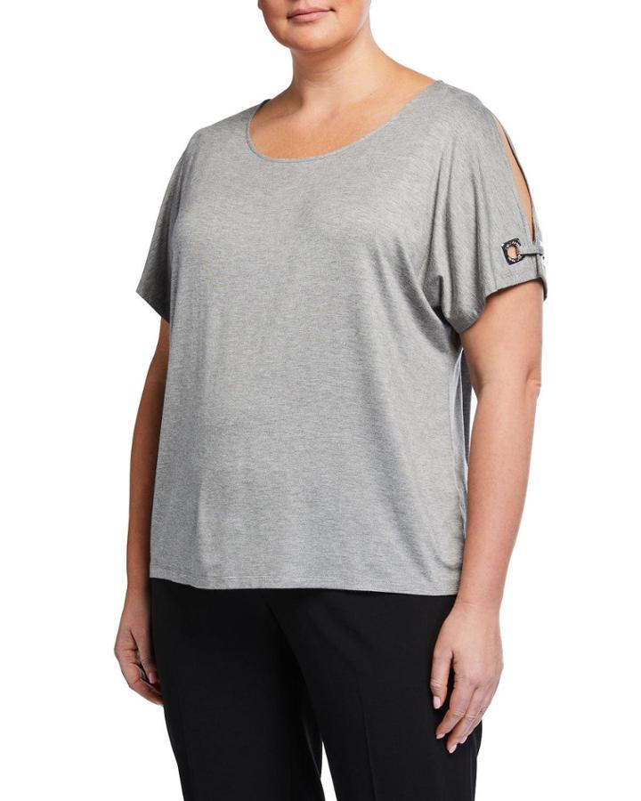 Plus Size Grommet-sleeve Top