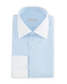 Men's Thin Stripe Dress Shirt With Contrast Trim