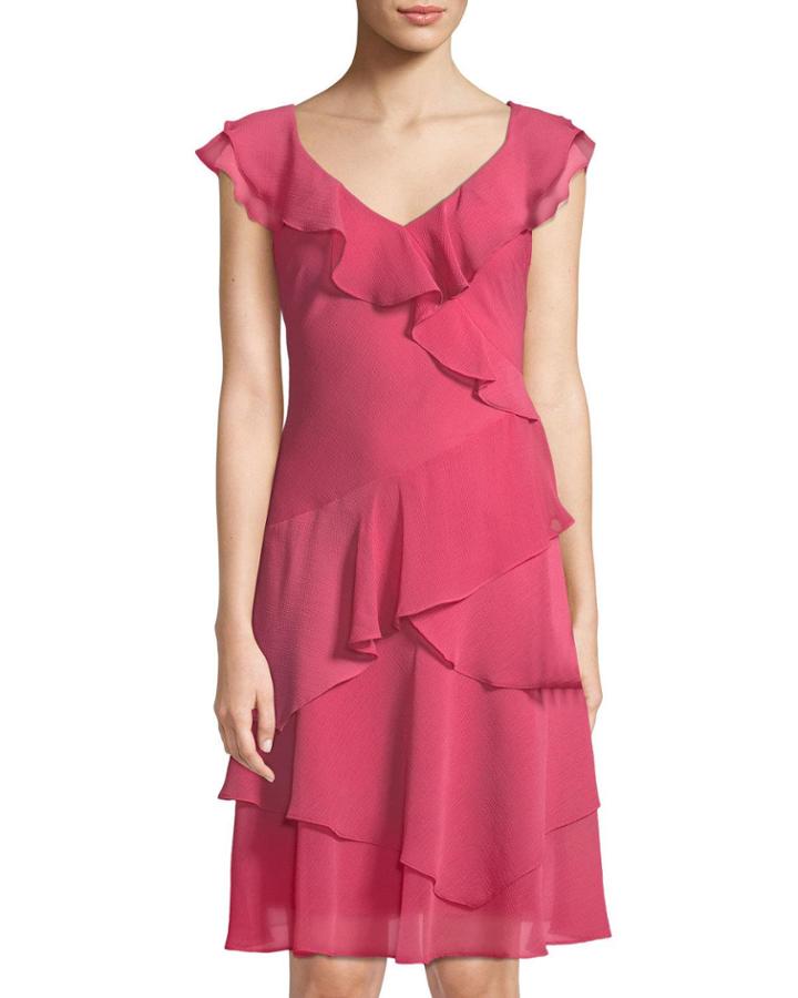 V-neck Ruffle-trimmed Dress
