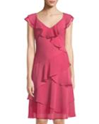 V-neck Ruffle-trimmed Dress