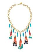 Multi-stone Tribal-inspired Beaded Tassel Pendant Necklace