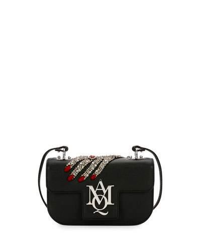 Jeweled-hand Chain Crossbody Bag, Black/multi
