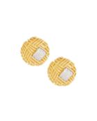 18k Two-tone Barocco Diamond Button Earrings