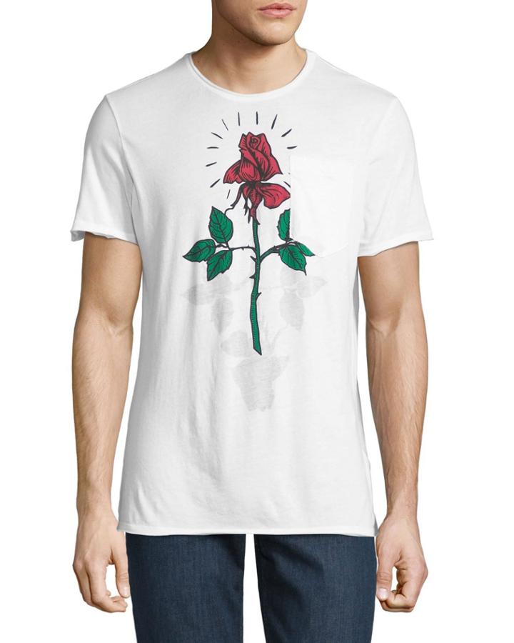 Men's Rose-print Pocket T-shirt