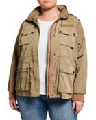 Plus Size Water-resistant Cargo Jacket