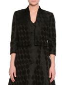 3/4-sleeve Open-front Cropped Jacket, Black
