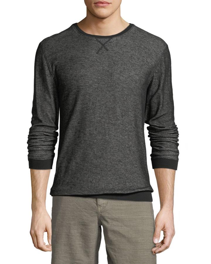 Solid-trim Striped Crewneck Top