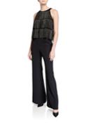 Open-back Sleeveless Fringe-bodice Flare