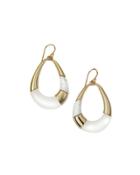 Open Colorblock Teardrop Earrings, Clear