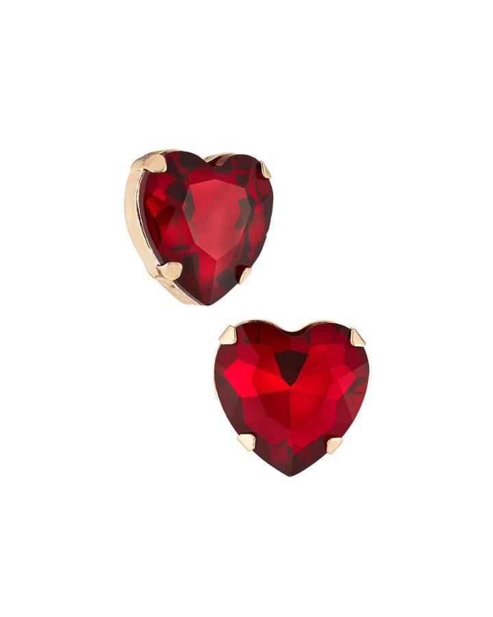 Large Heart Stud Earrings, Red