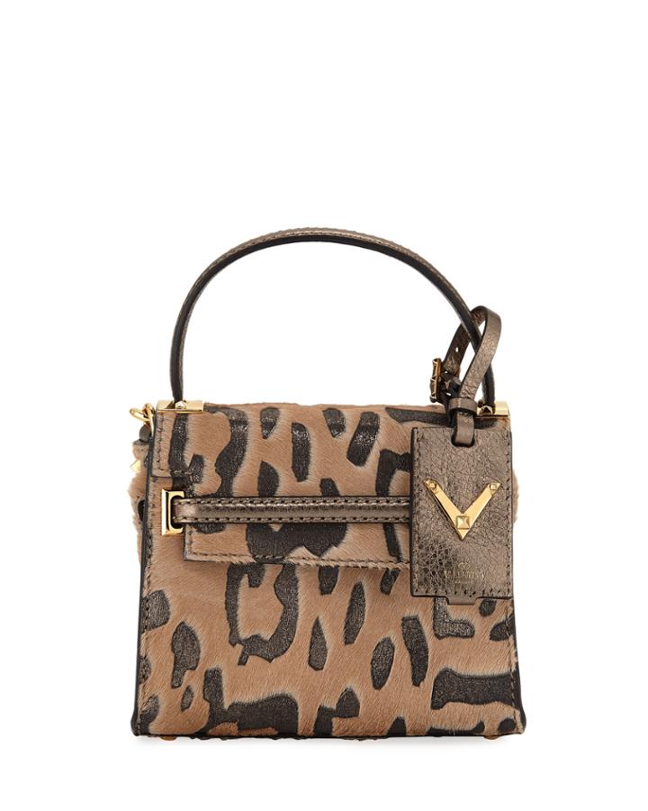 Animal-print Fur Top Handle Bag