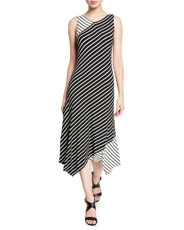 Colorblock Stripe Asymmetric Dress