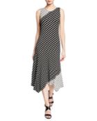 Colorblock Stripe Asymmetric Dress