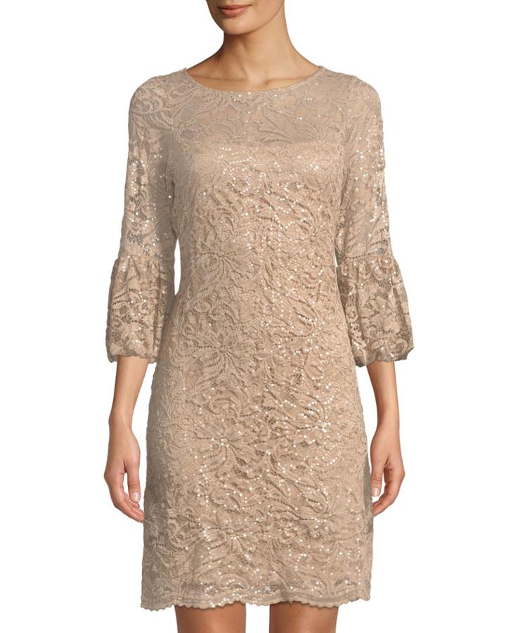 Bell-sleeve Body-con Sequined
