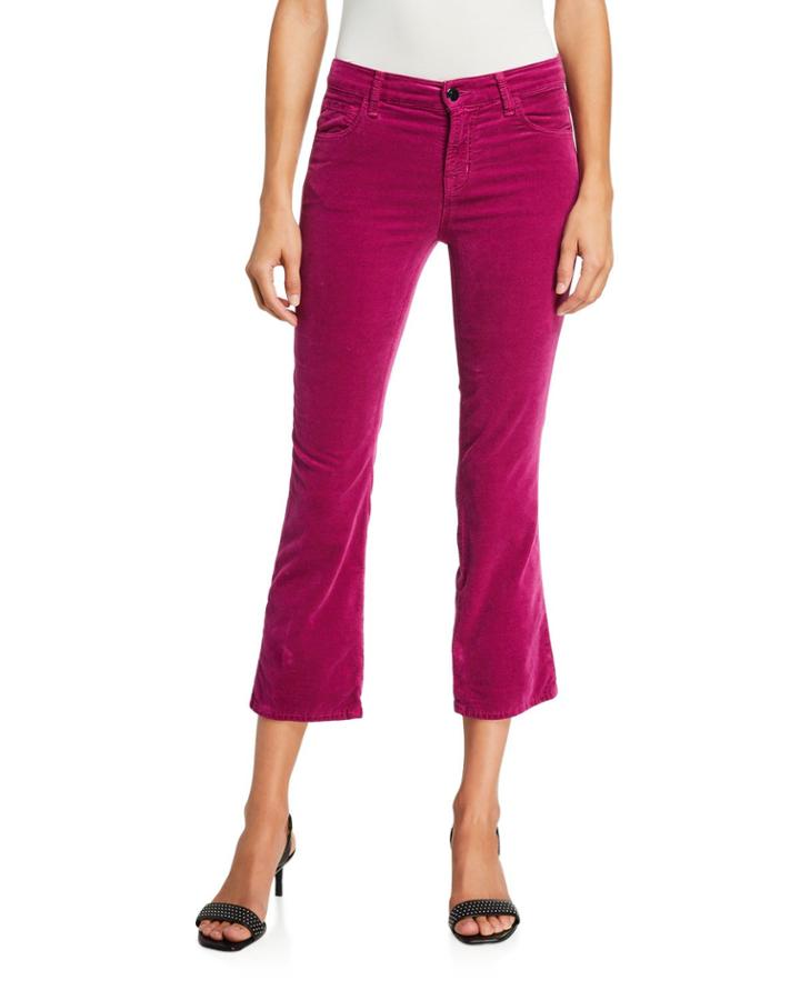 Selena Mid-rise Velvet Crop Pants