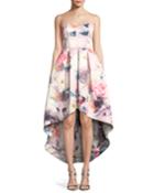 Roxanne Strapless High-low Floral Dress