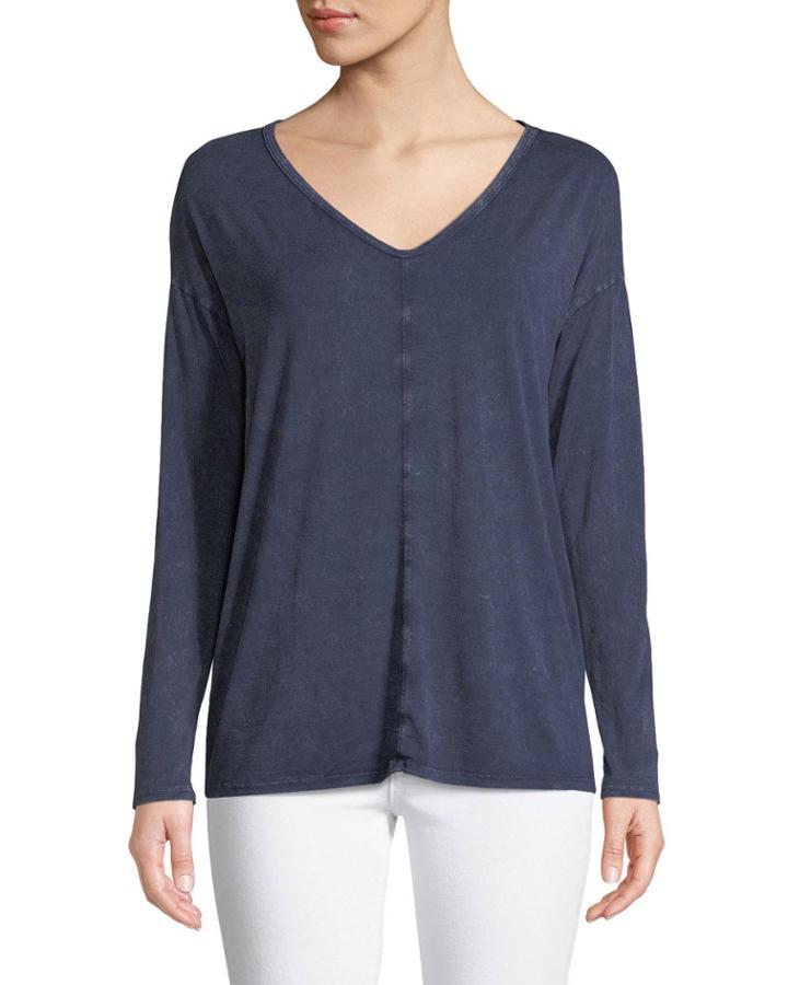 Drop-sleeve Distressed Jersey Tee