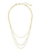 Triple Layered Chain Necklace W/ Cubic Zirconia
