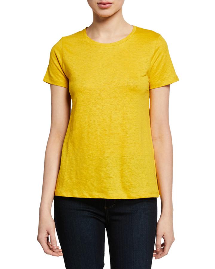 Crewneck Short-sleeve Relaxed Stretch-linen Tee
