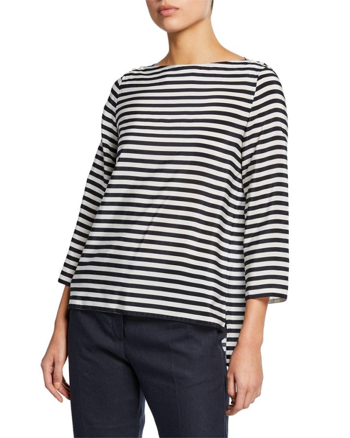 Semele 3/4-sleeve Striped Jersey Top
