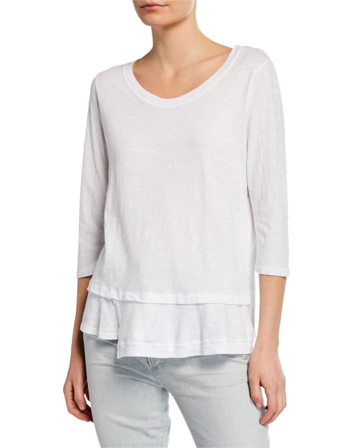 Camila Scoop-neck 3/4-sleeve Tiered Top
