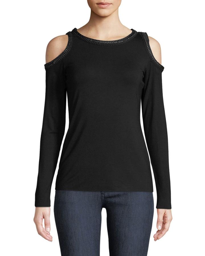 Harlow Cold-shoulder Top W/ Braided Trim