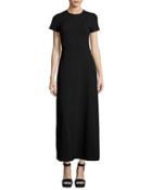 Short Sleeve Polo Maxi Dress, Balck
