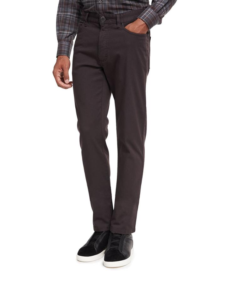 New Pique Five-pocket Pants, Dark Brown