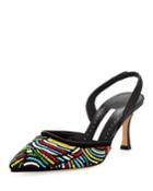 Malyne Beaded Leather Halter Pumps