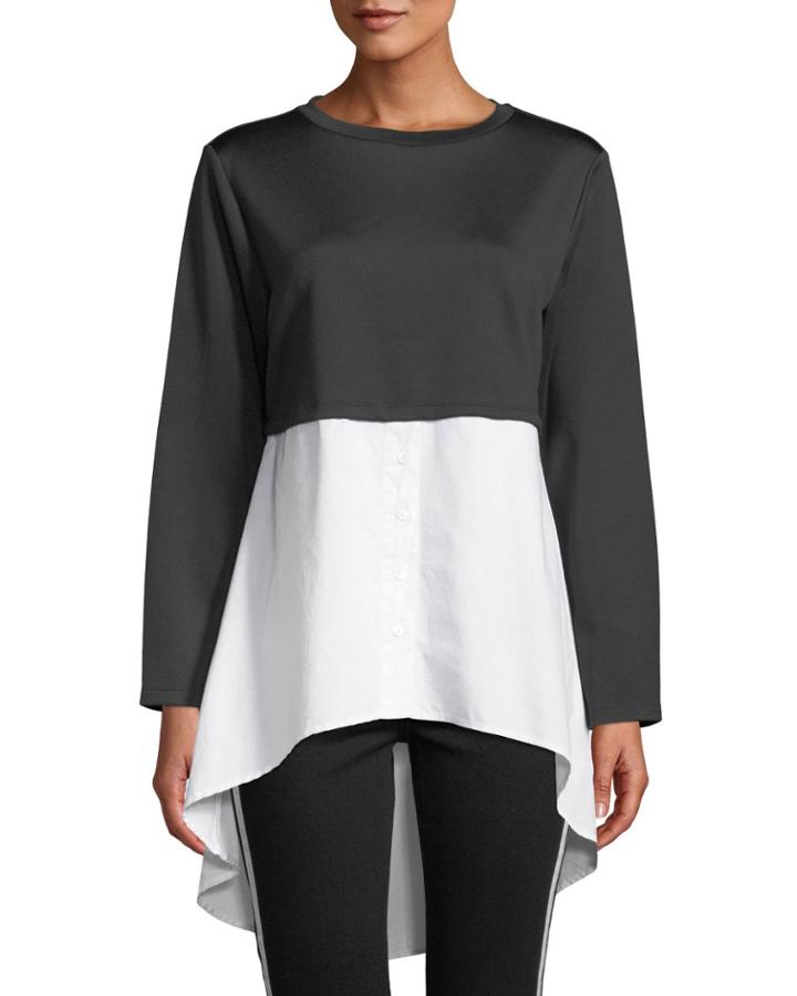 Adelaide Contrast-shirt Flare-hem Top