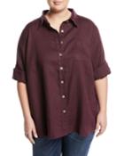 Linen Button-front Big Tunic,