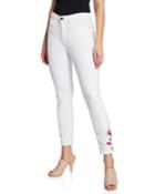 Mid-rise Ankle Skinny Jeans W/ Lily Embroidery