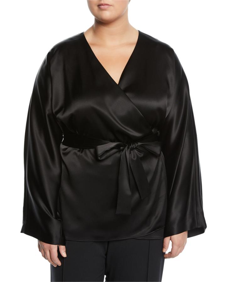 Kimmie Charmeuse Wrap Blouse,