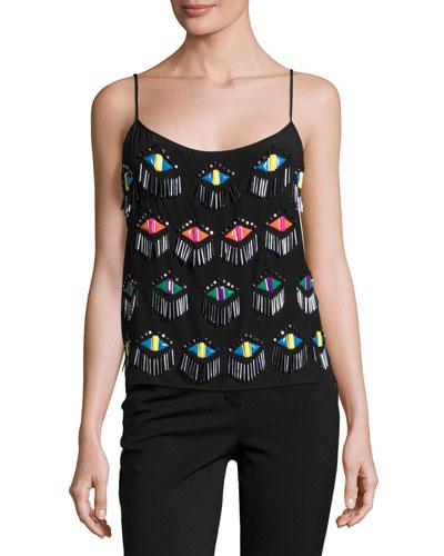 Rainbow Lash-beading Camisole, Black